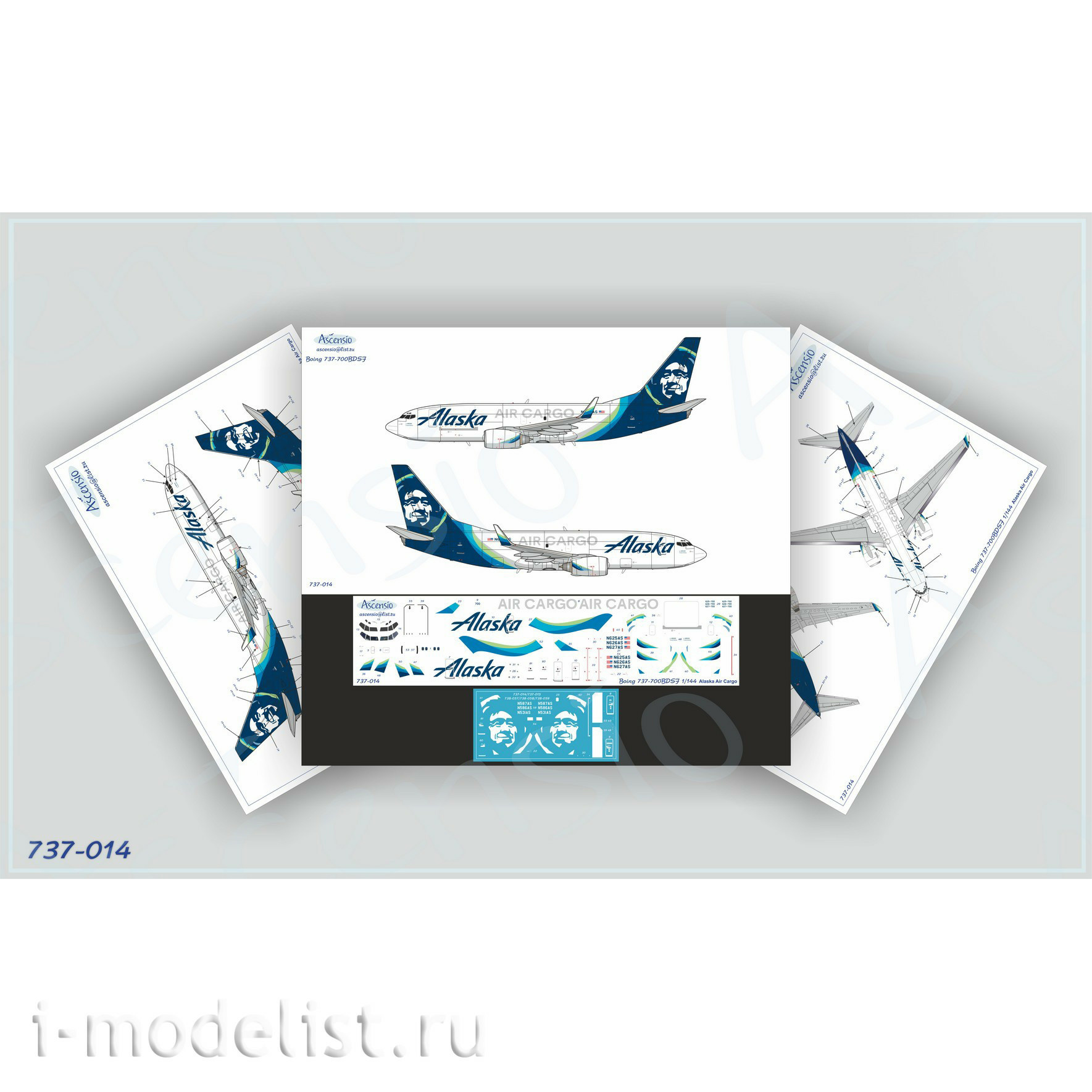 737-014 Ascensio 1/144 Scales Decal for the Boeing 737-700 (Cargo Alaska)