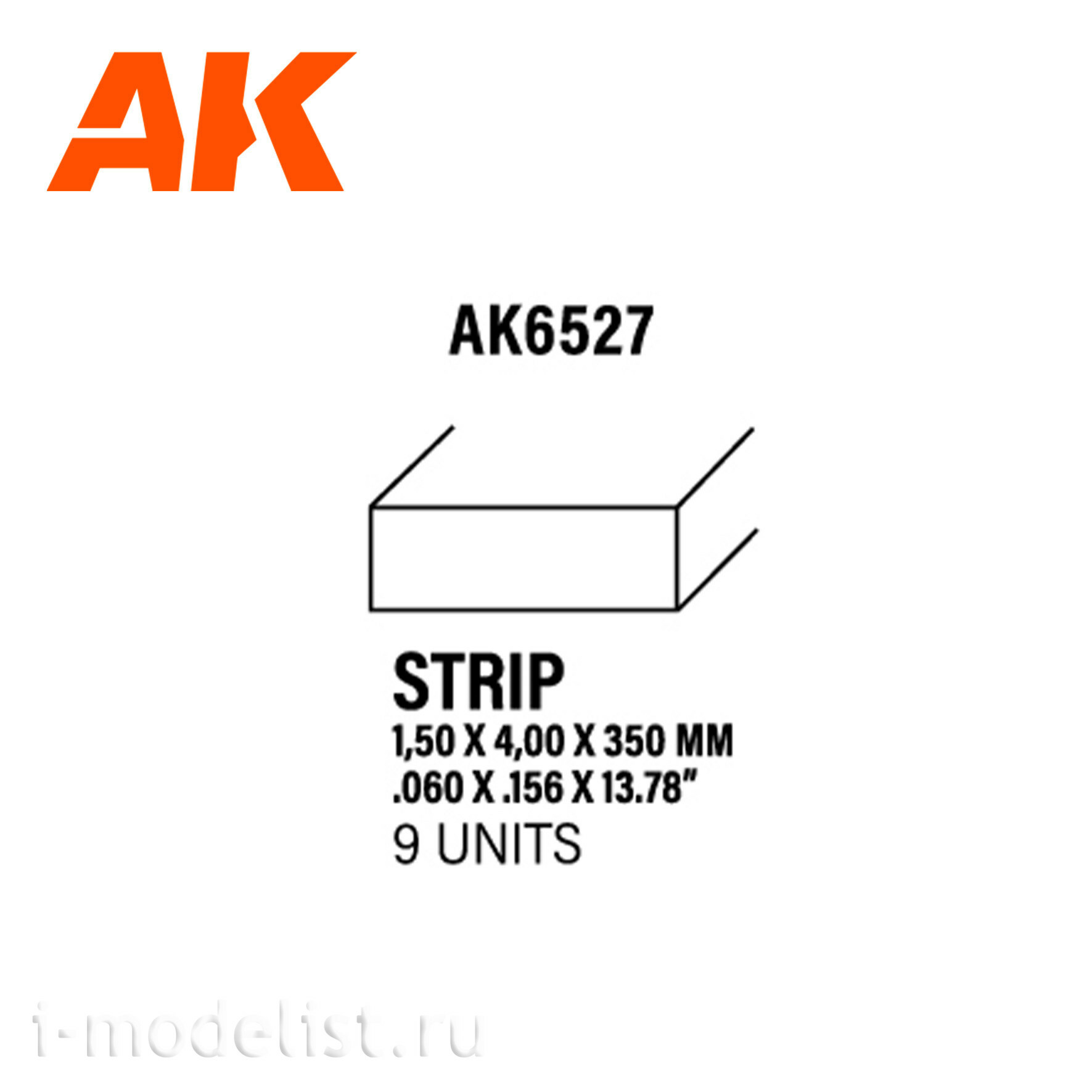 AK6527 AK Interactive Полоски 1.50 x 4.00 x 350 мм – стирол - (9 штук)	
