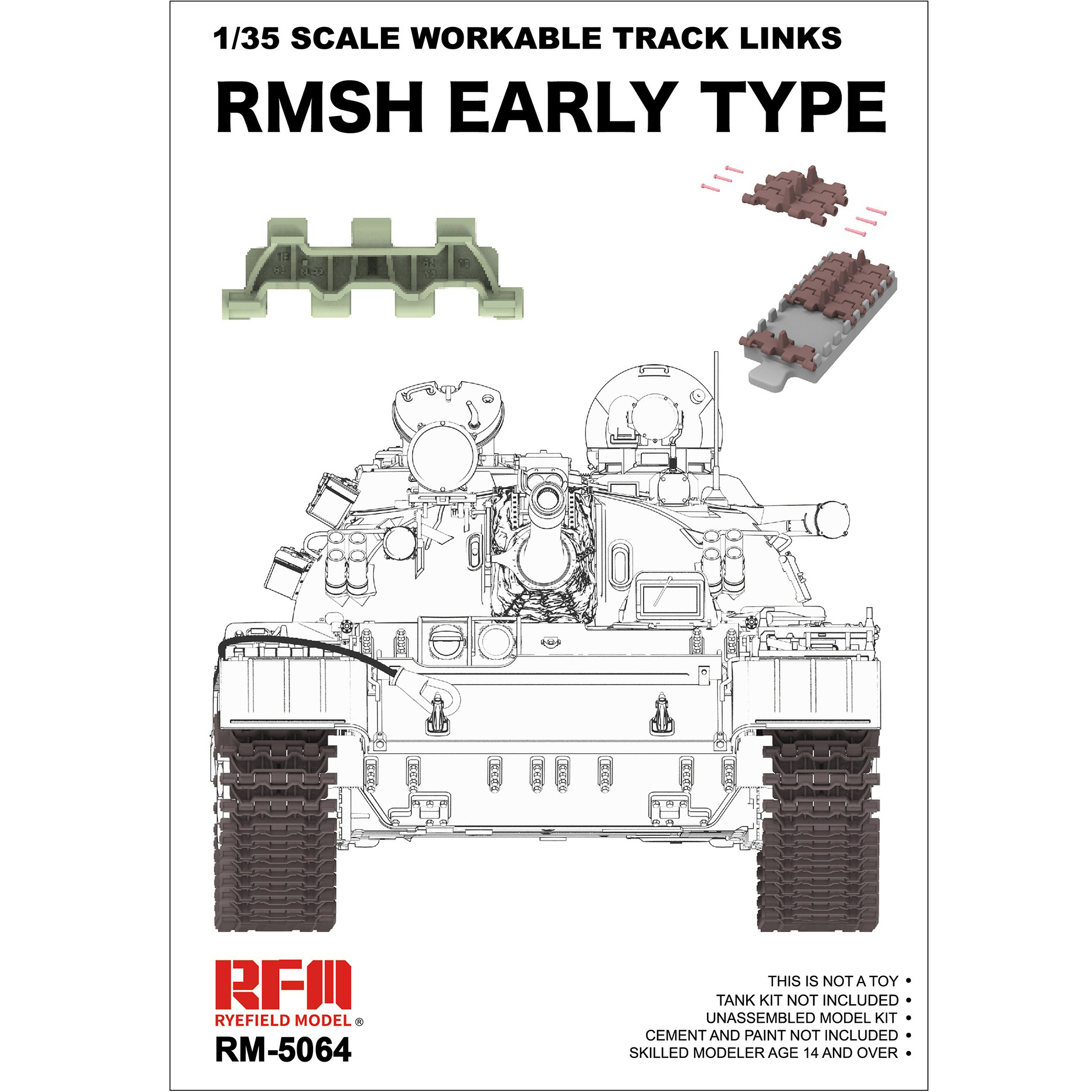 RM-5064 Rye Field Model 1/35 Working tracks RMSH for early tanks T-55 (plastic)