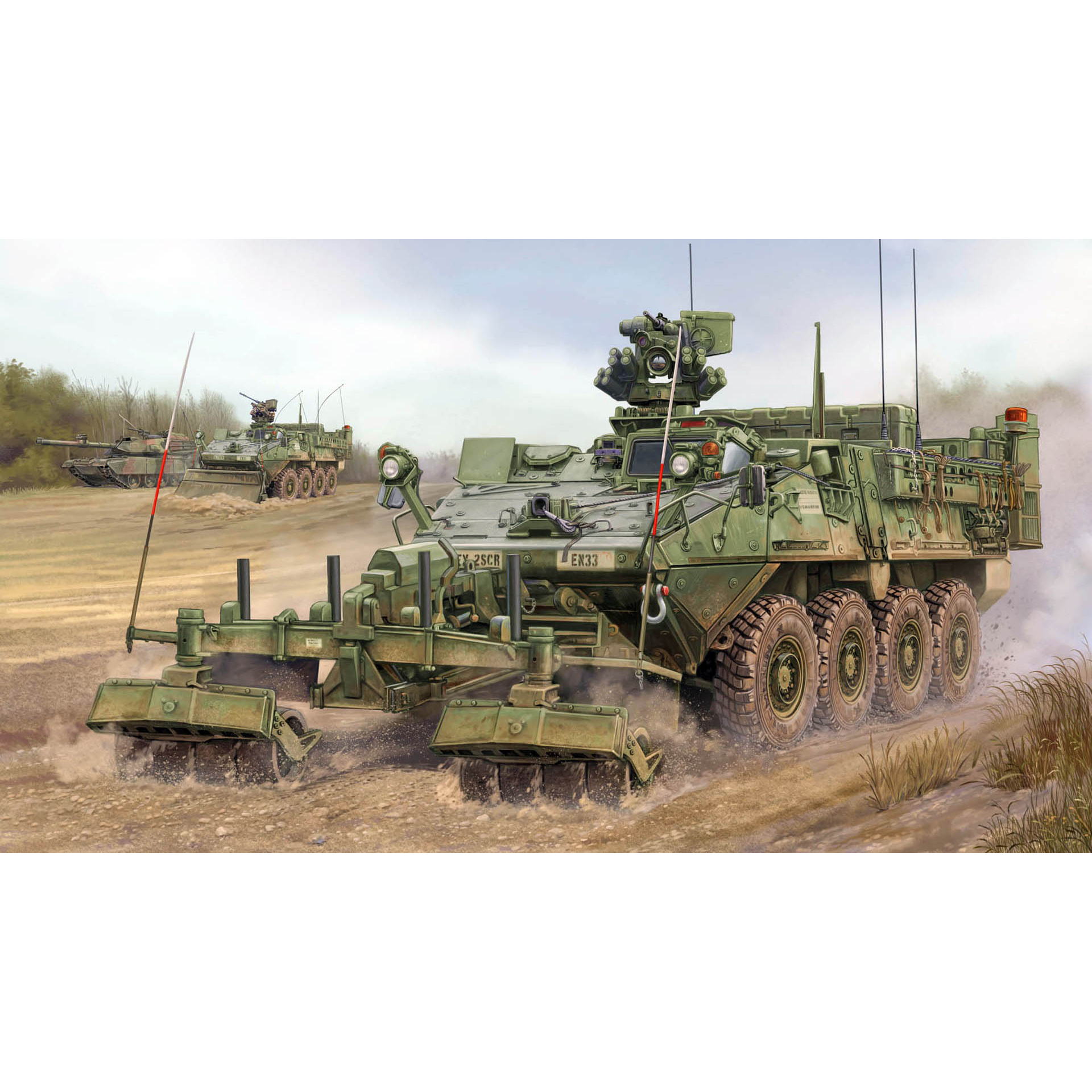 07426 Trumpeter 1/72 M1132 Stryker Engineering Squad Car with LWMR-mine roller/SOB