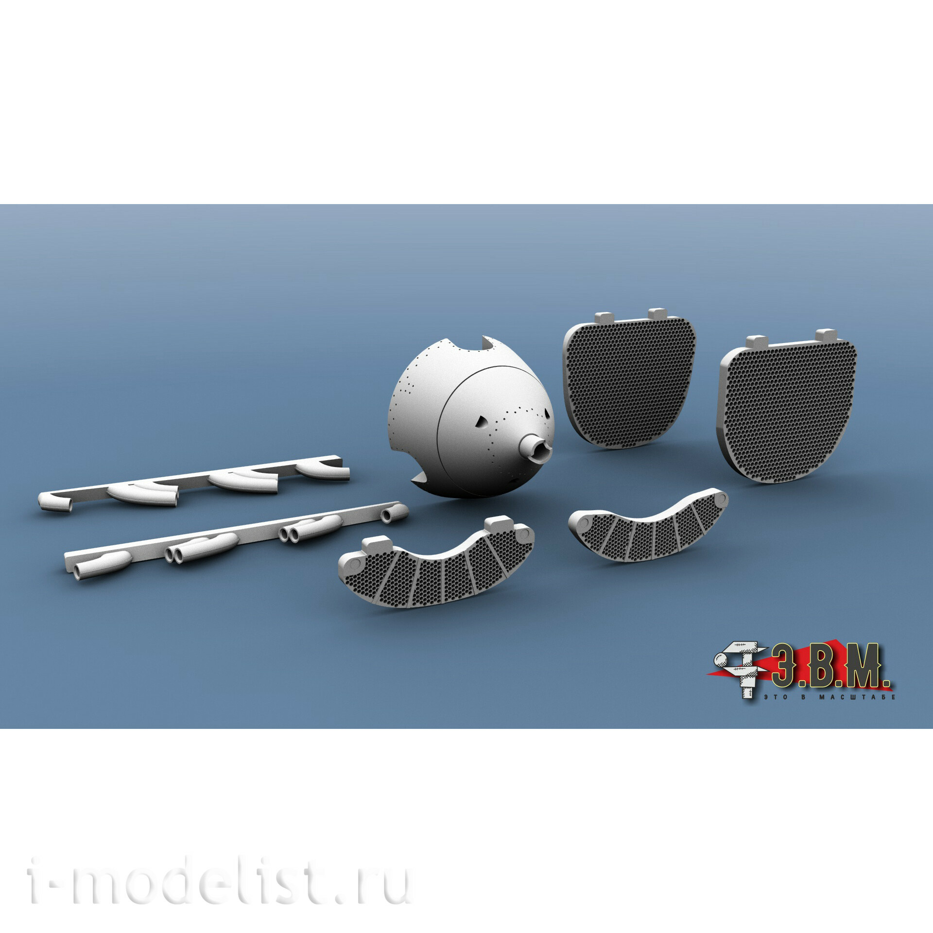 RS48095 Э.В.М. 1/48 Выхлопные пат$ки, кок винта, радиаторы для ЛаГГ-3 (3D-печать)