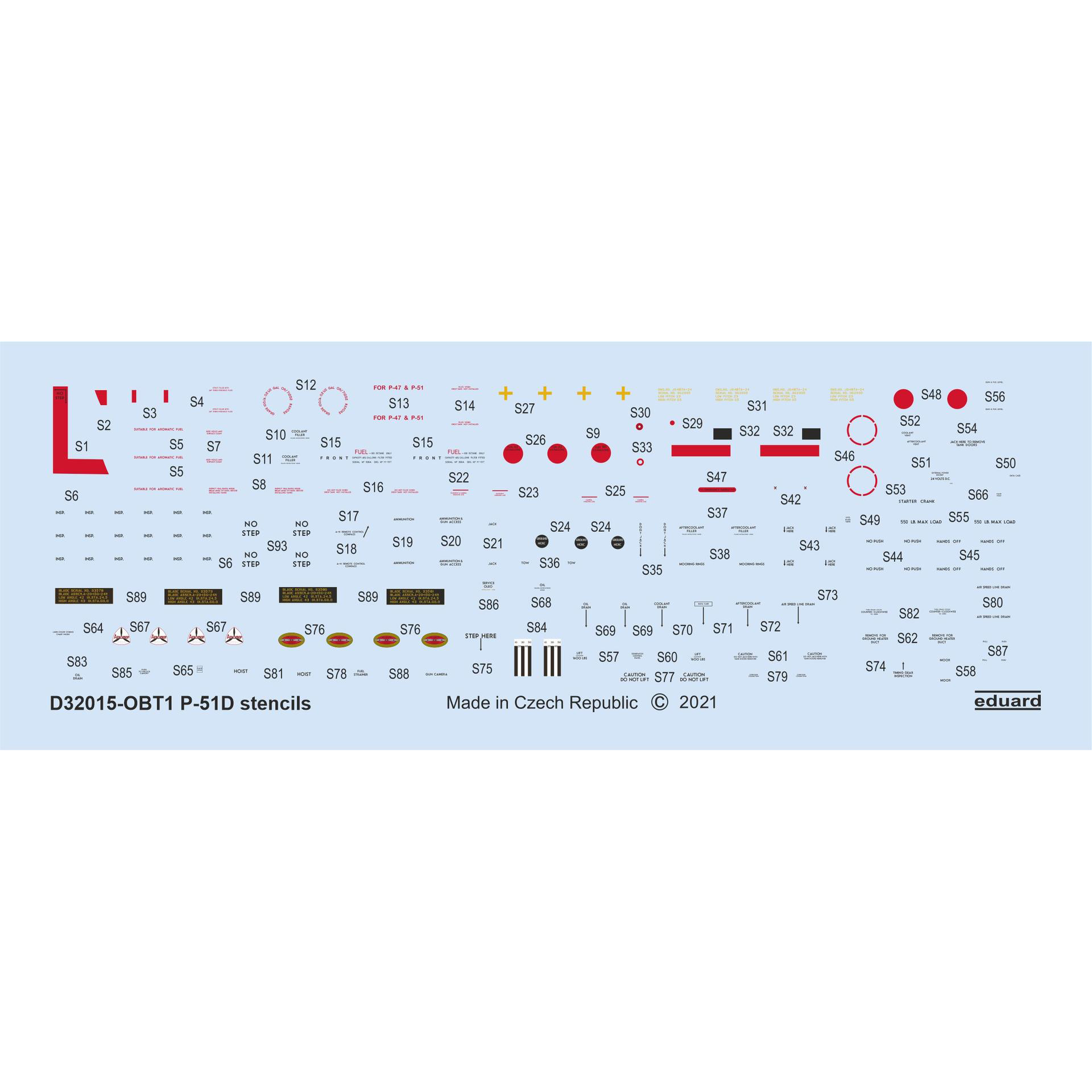 D32015 Eduard 1/32 Decals for P-51D tech.inscriptions
