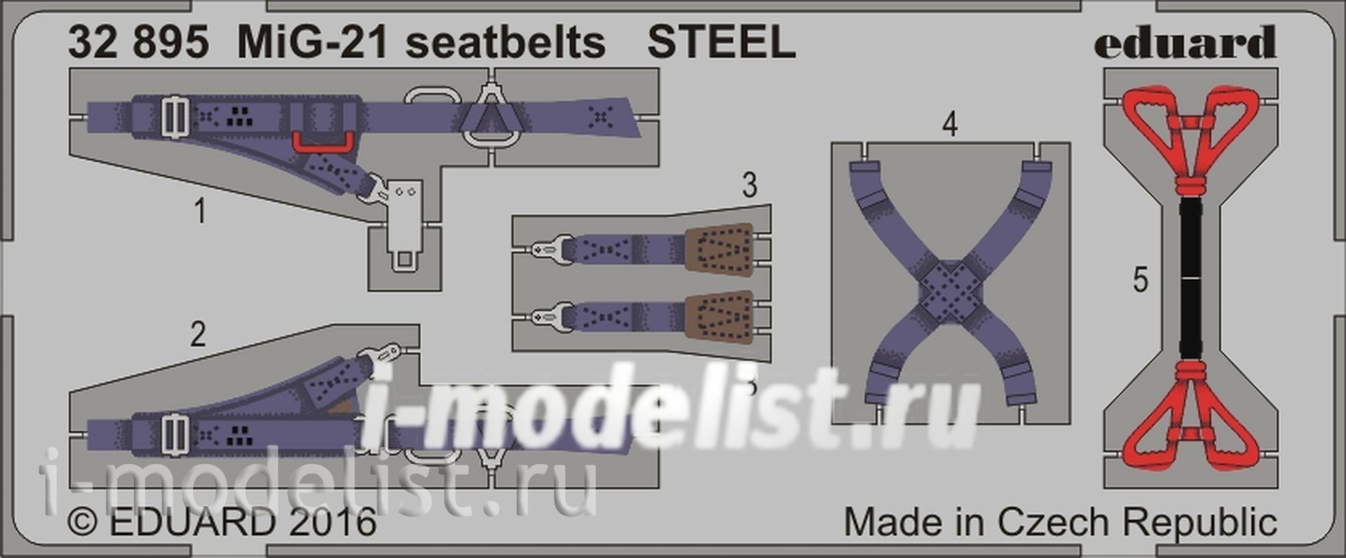 32895 Eduard photo etched parts for 1/32 MiG-21 straps STEEL
