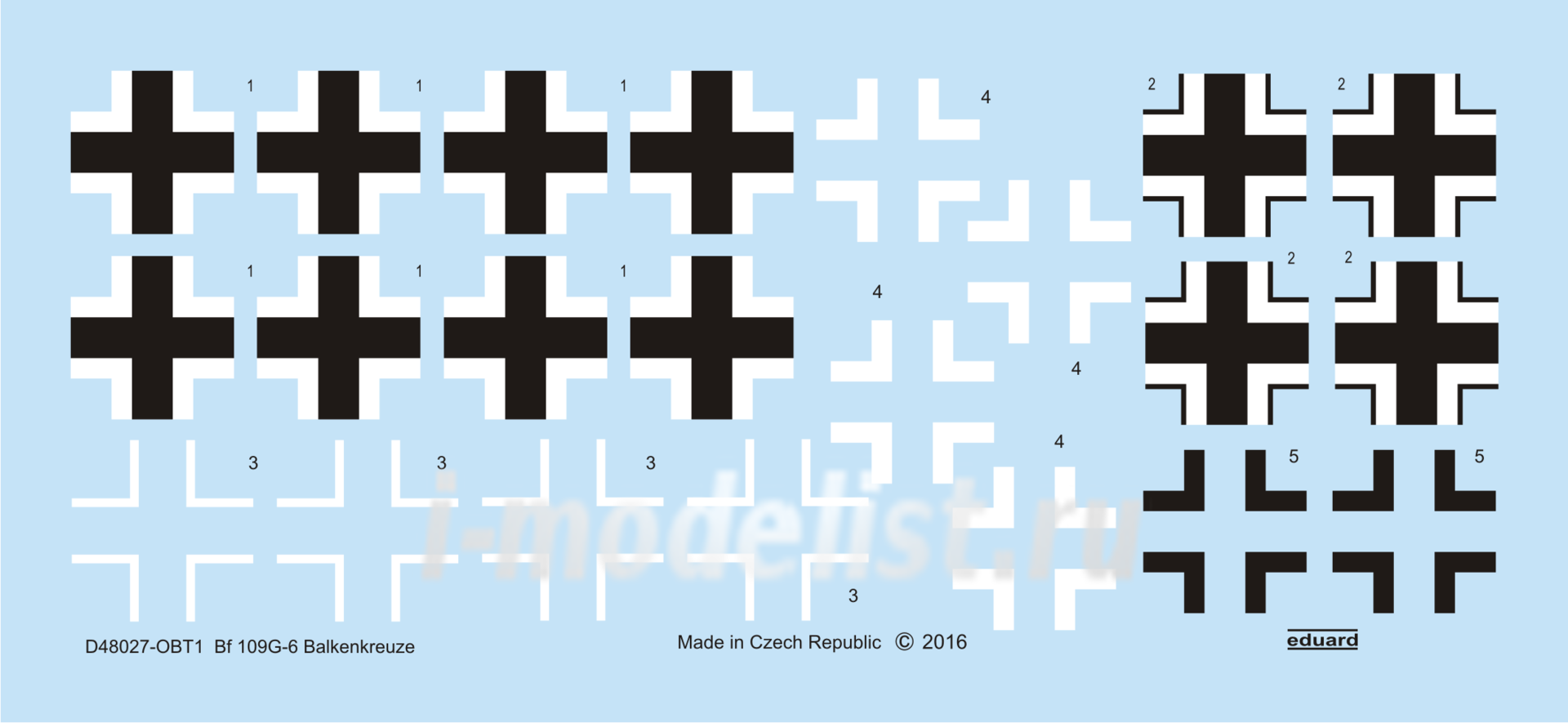 D48027 Edward 1/48 Decal for Bf 109G Balkenkreuze