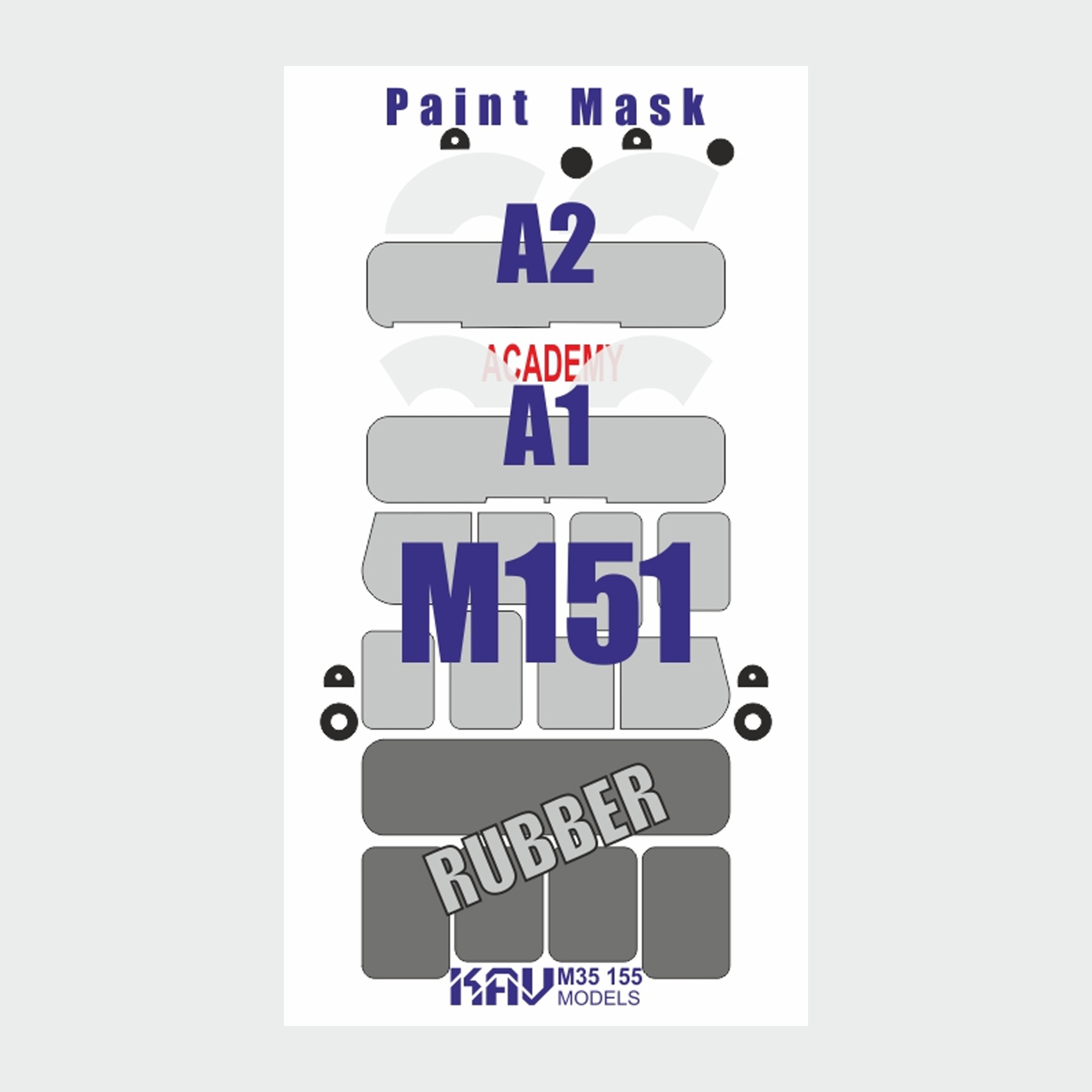KAV M35 155 KAV Models 1\35 Окрасочная маска на M151 A1/A2 (Academy) 