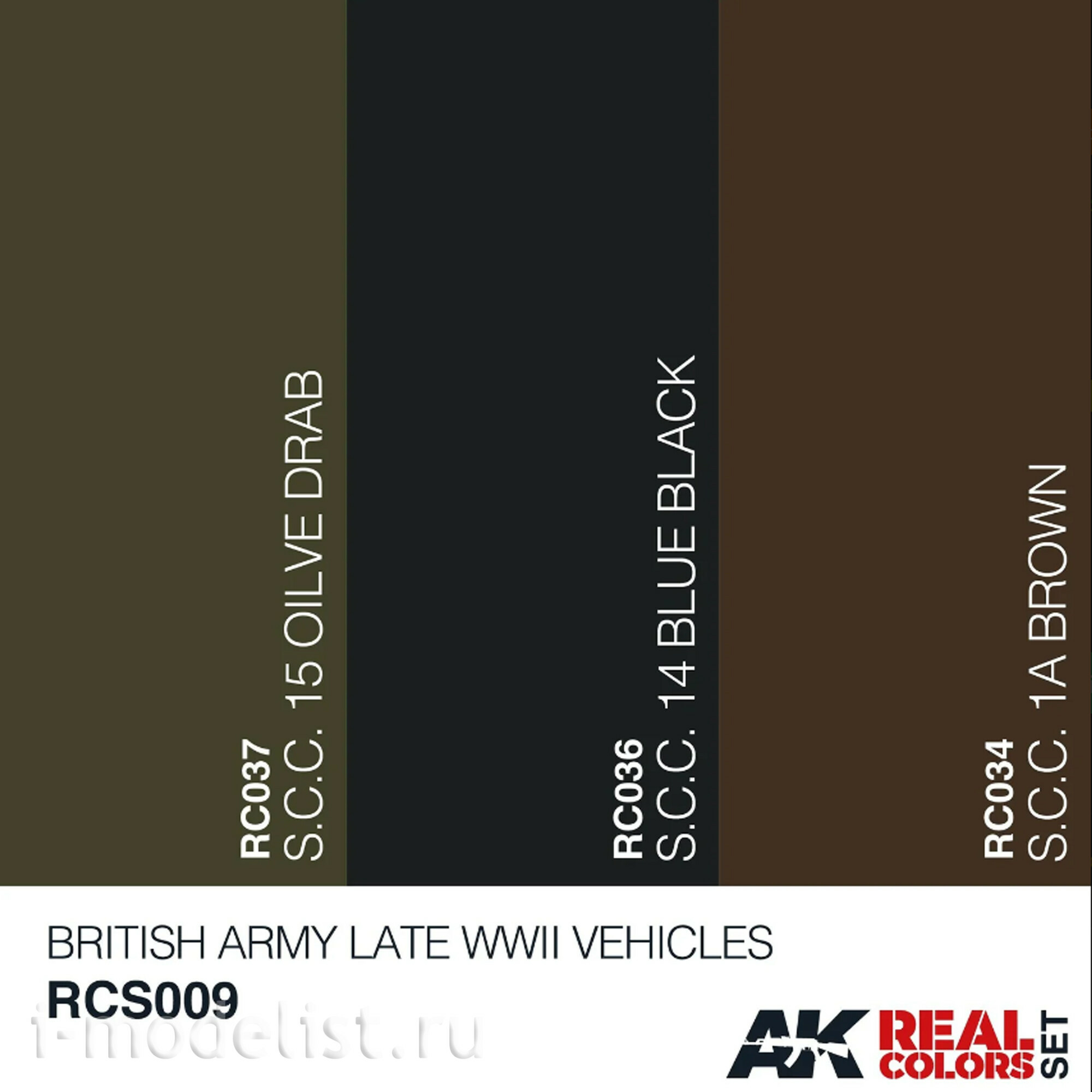 RCS009 AK Interactive Set of acrylic colors Real Colors British Army Late WWII Vehicles