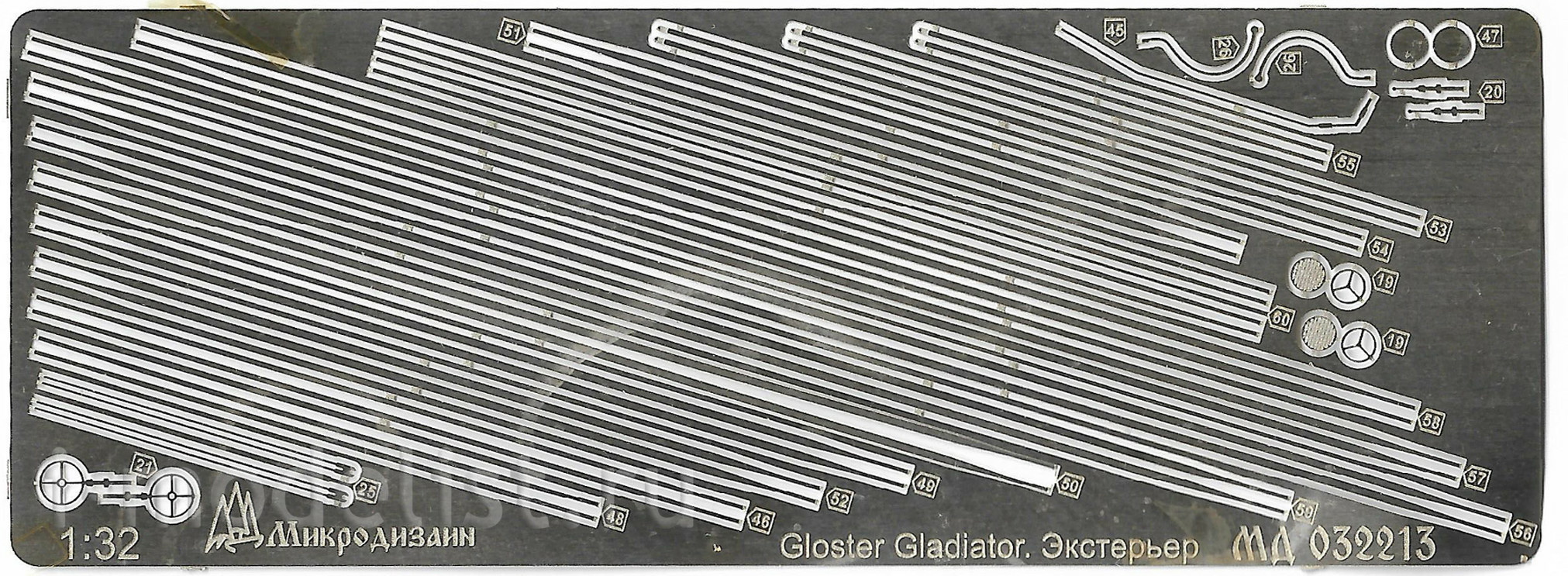 032213 Microdesign 1/32 Set of photo-etched parts Gloster Gladiator. Exterior (ICM)