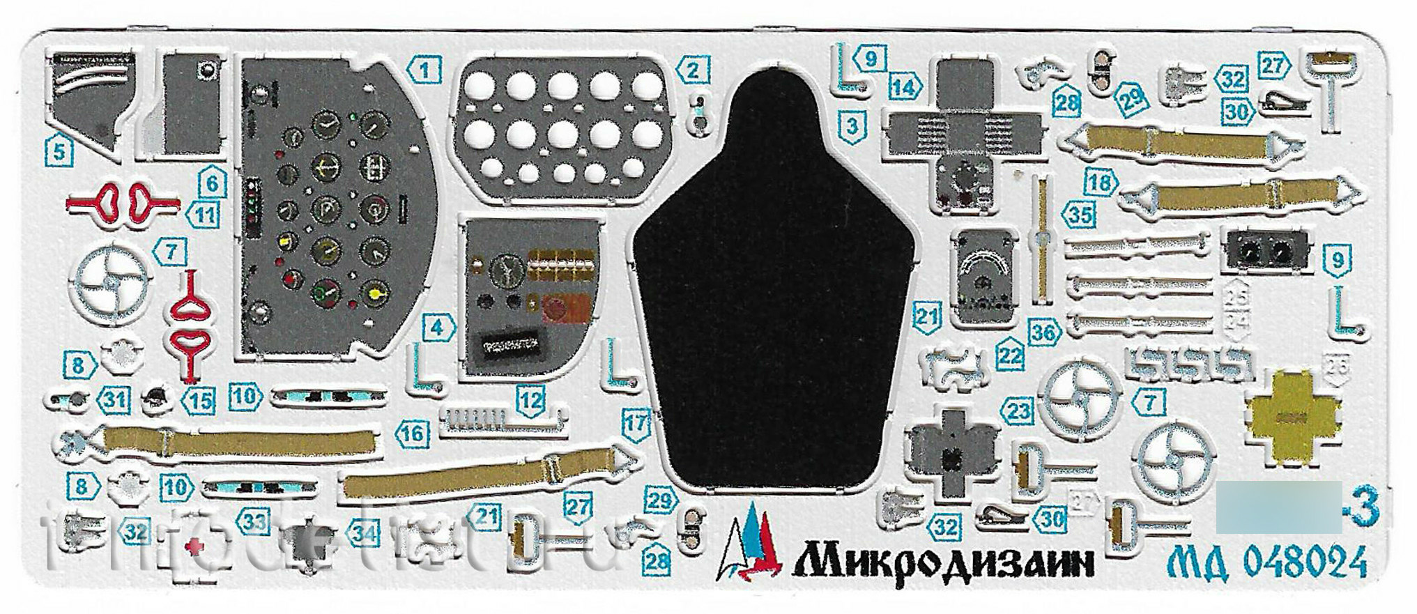 048024 Micro-design 1/48 Color Dashboards for MiGG-3 (ICM, ARC, Trumpeter)