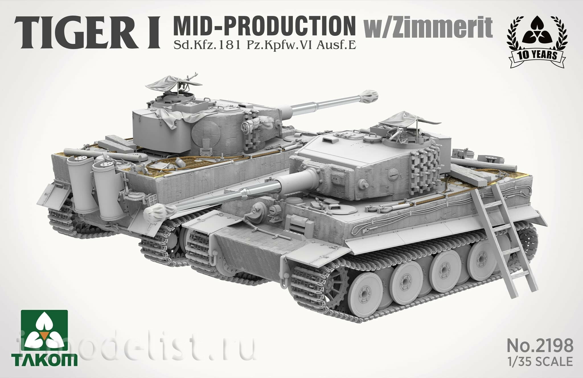 2198 Takom 1/35 German Heavy Tank Sd.Kfz. 181 Pz.Kpfw.VI Ausf.E Tiger I (medium) with Zimmerit