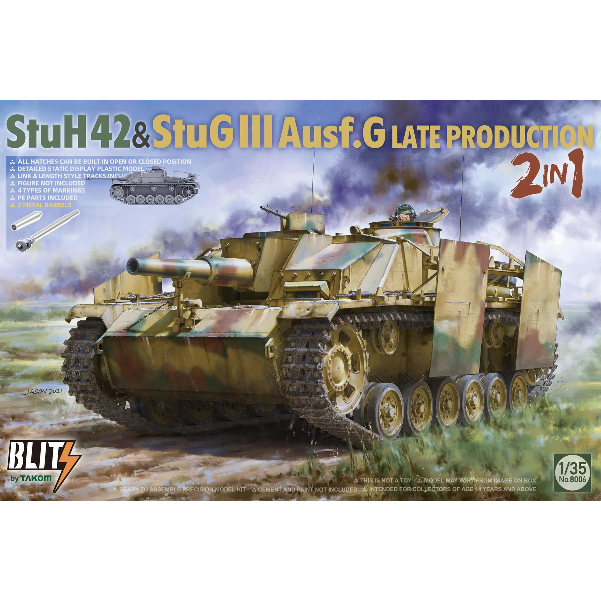 8006 Takom 1/35 Штурмовая гаубица Sd.Kfz StuH 42 & StuG III Ausf. G поздний (2 в 1)