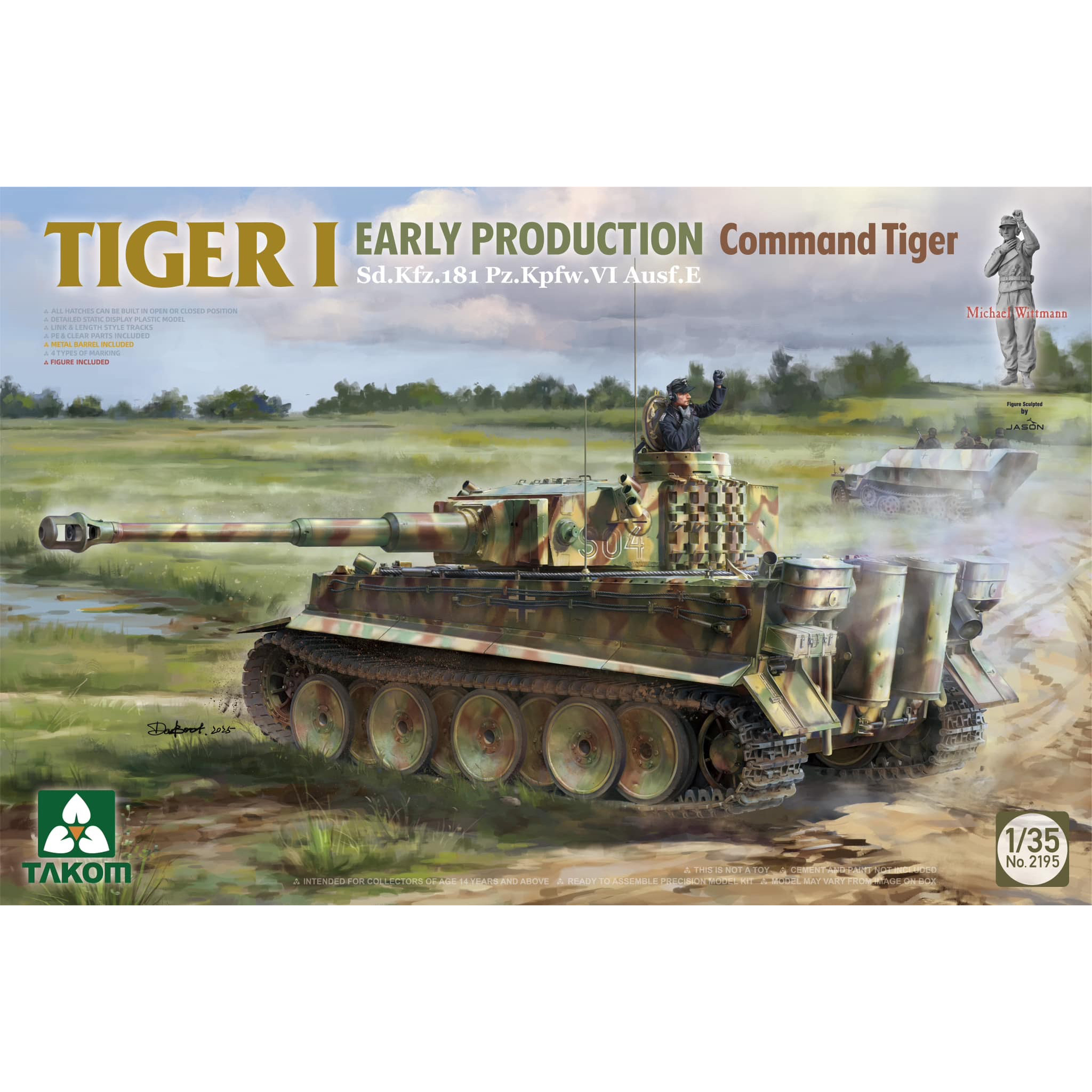 2195 Takom 1/35 Notмецкий тяжёлый танк Sd.Kfz.181 Pz.Kpfw.VI Ausf.E - Tiger I ранний с фигурой Michael Wittmann