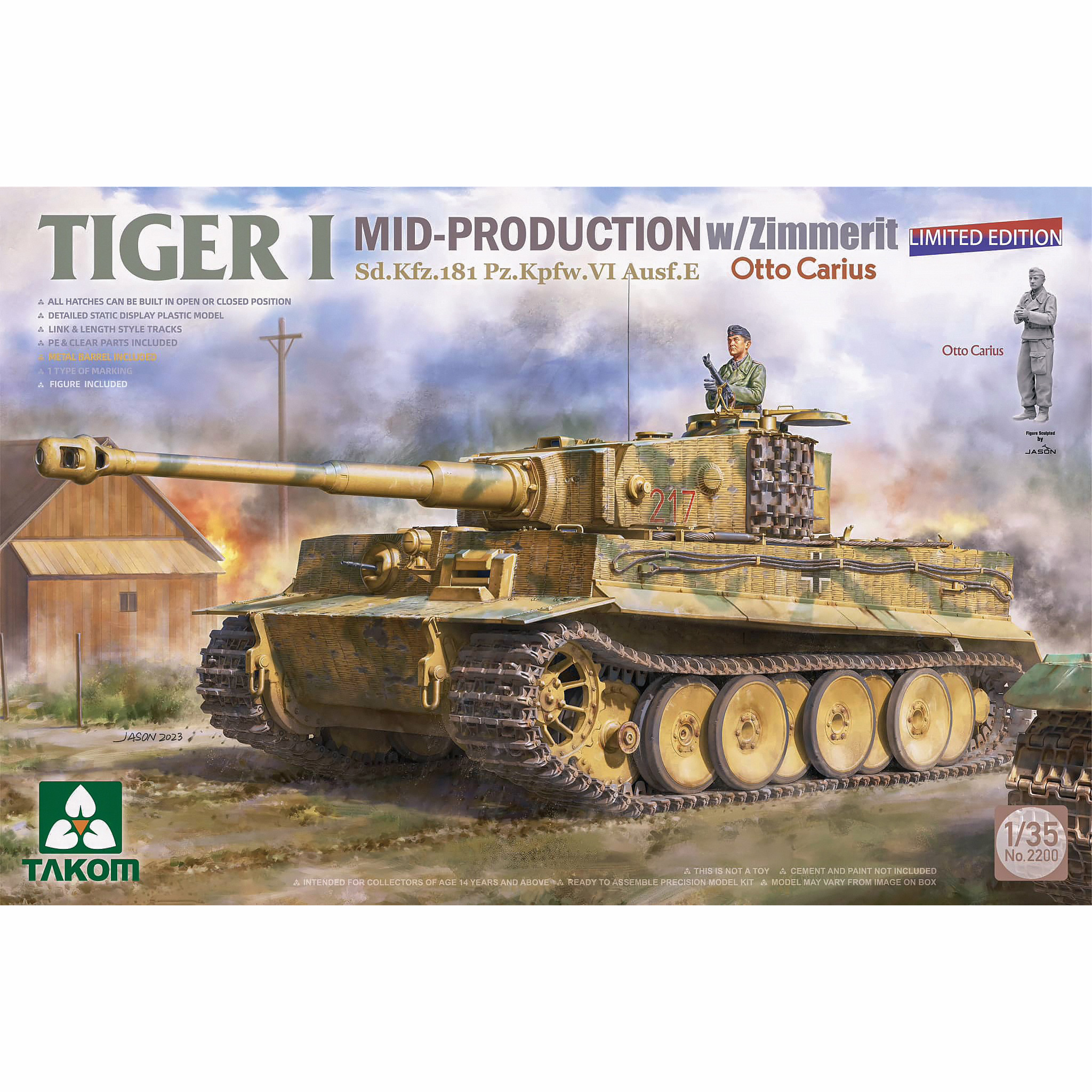 2200 Takom 1/35 German Tiger I Tank (medium) with Zimmerit