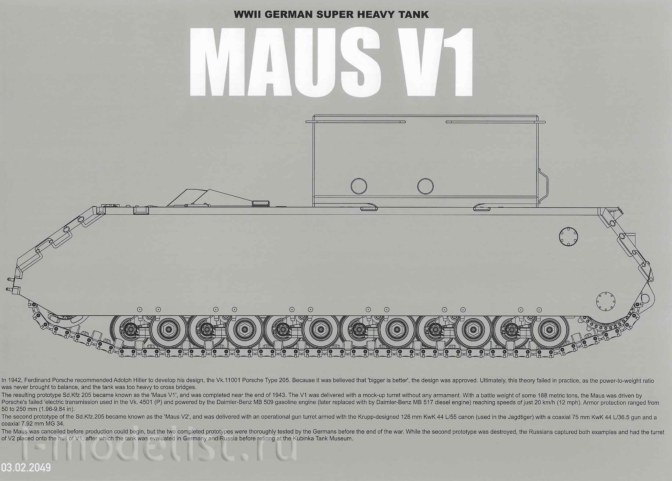 2049 Takom 1/35 WWII German Super Heavy Tank Maus V1