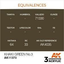 AK11373 AK Interactive Acrylic paint KHAKI GREEN NO.3 (khaki green No. 3) 17 ml
