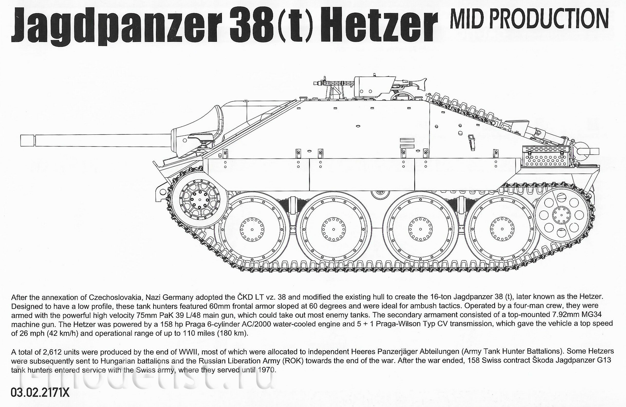 2171X Takom 1/35 German self-propelled gun Jagdpanzer 38(t) Hetzer ...