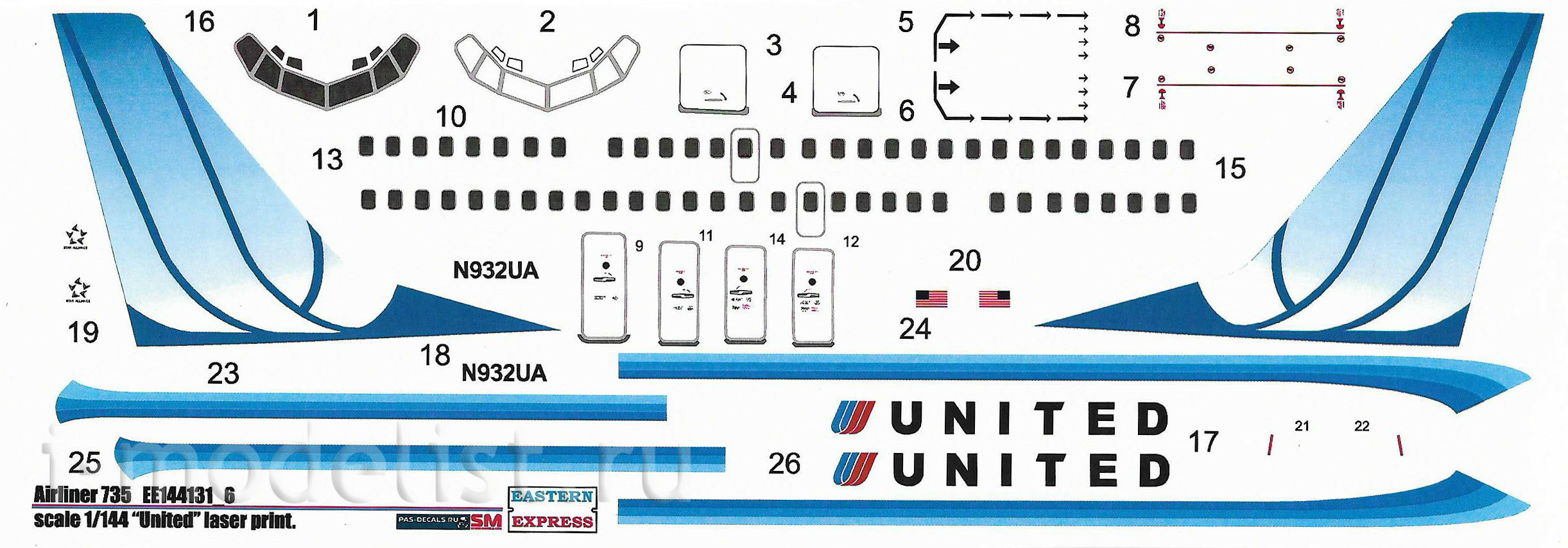 144131-6 Eastern Express 1/144 Scales 737-500 Airliner United