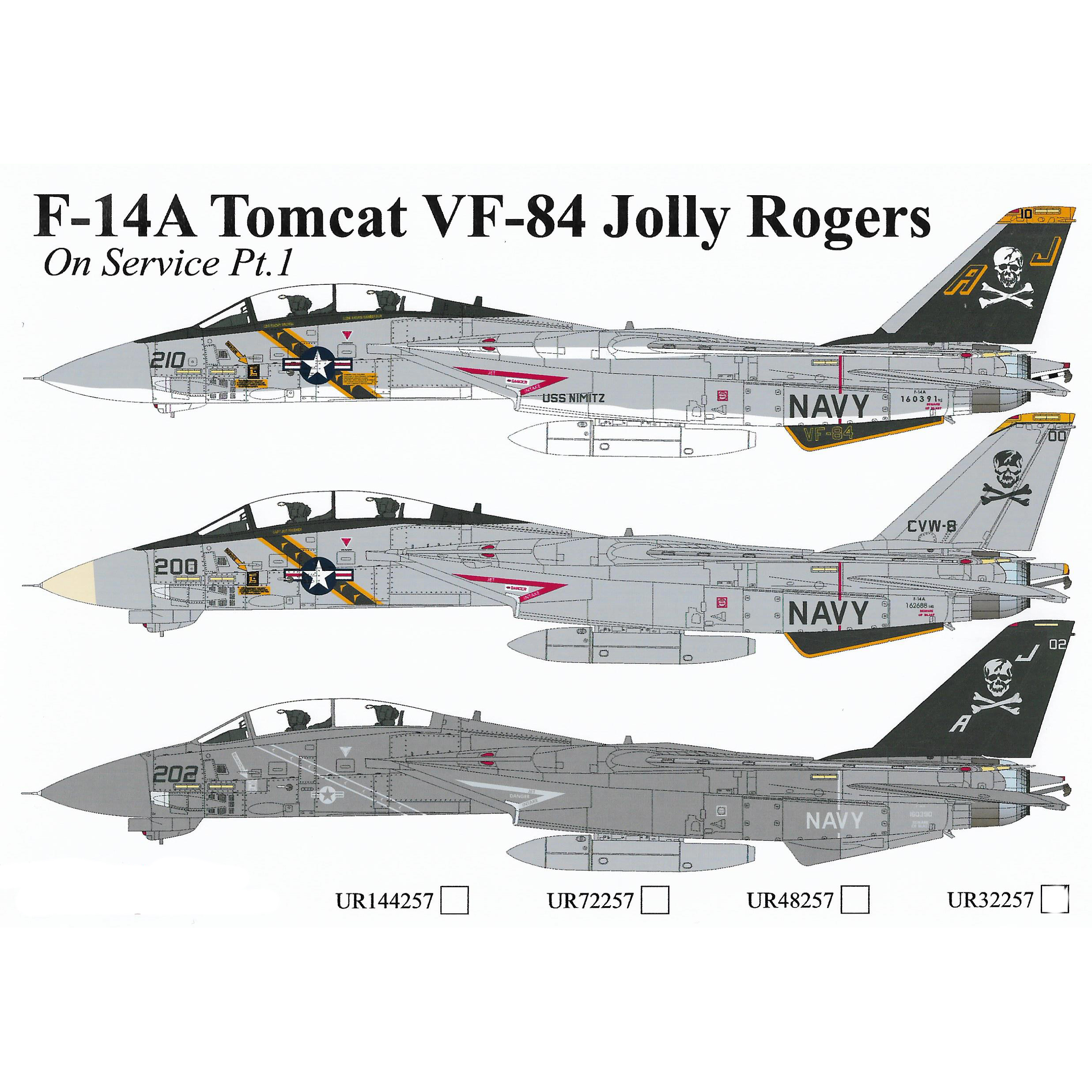 UR32257 Sunrise 1/32 Decal for F-14A Tomcat VF-84 Jolly Rogers On Service Pt.1