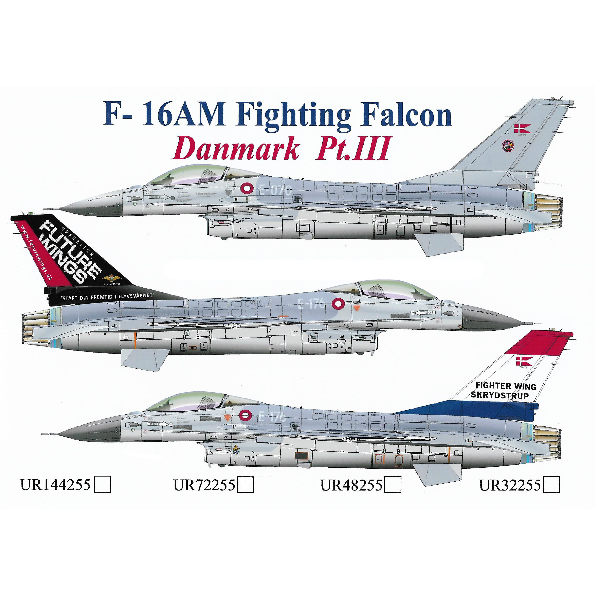 UR32255 Sunrise 1/32 Decal for F-16AM Fighting Falcon Danmark Pt.3