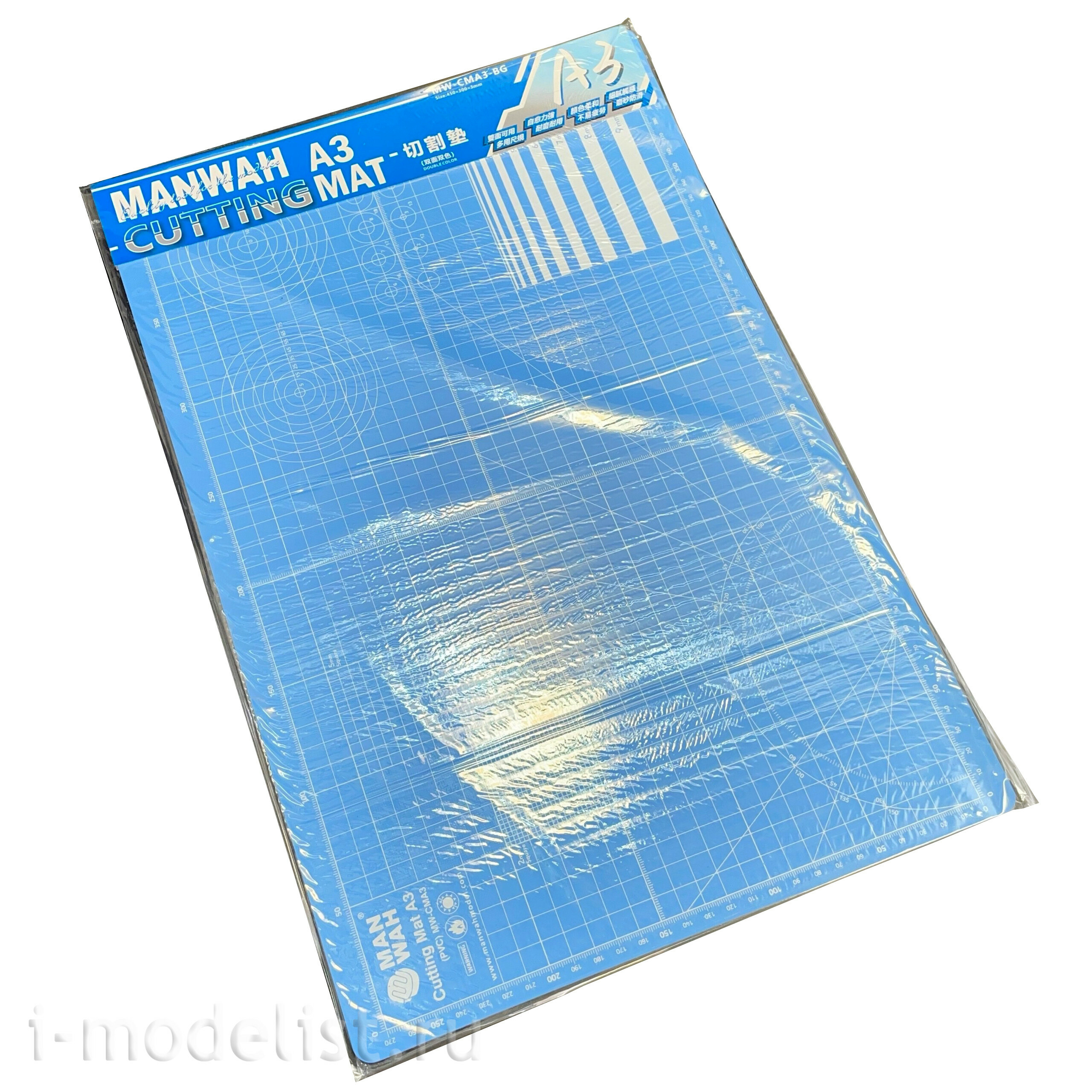 MW-CMA3-BG MANWAH Коврик для резки двусторонний A3 (Серый и голубой)