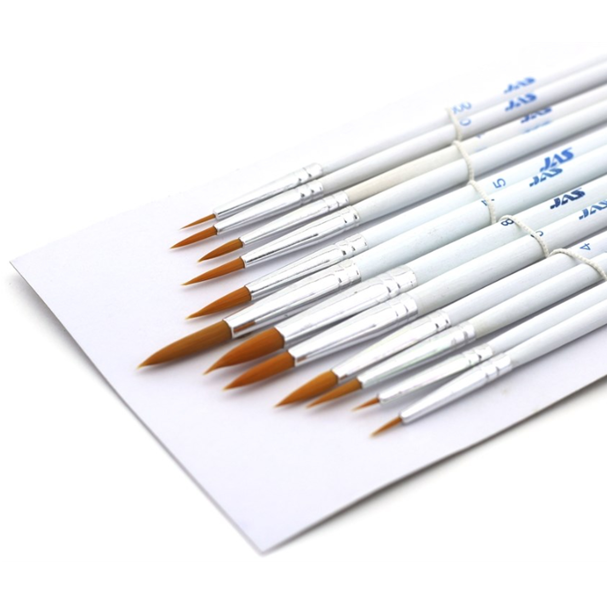 3692 Jas brush Set made of synthetic hair, 12 pieces (№0000, 000, 00, 0, 1, 2, 3, 4, 5, 6,7, 8)