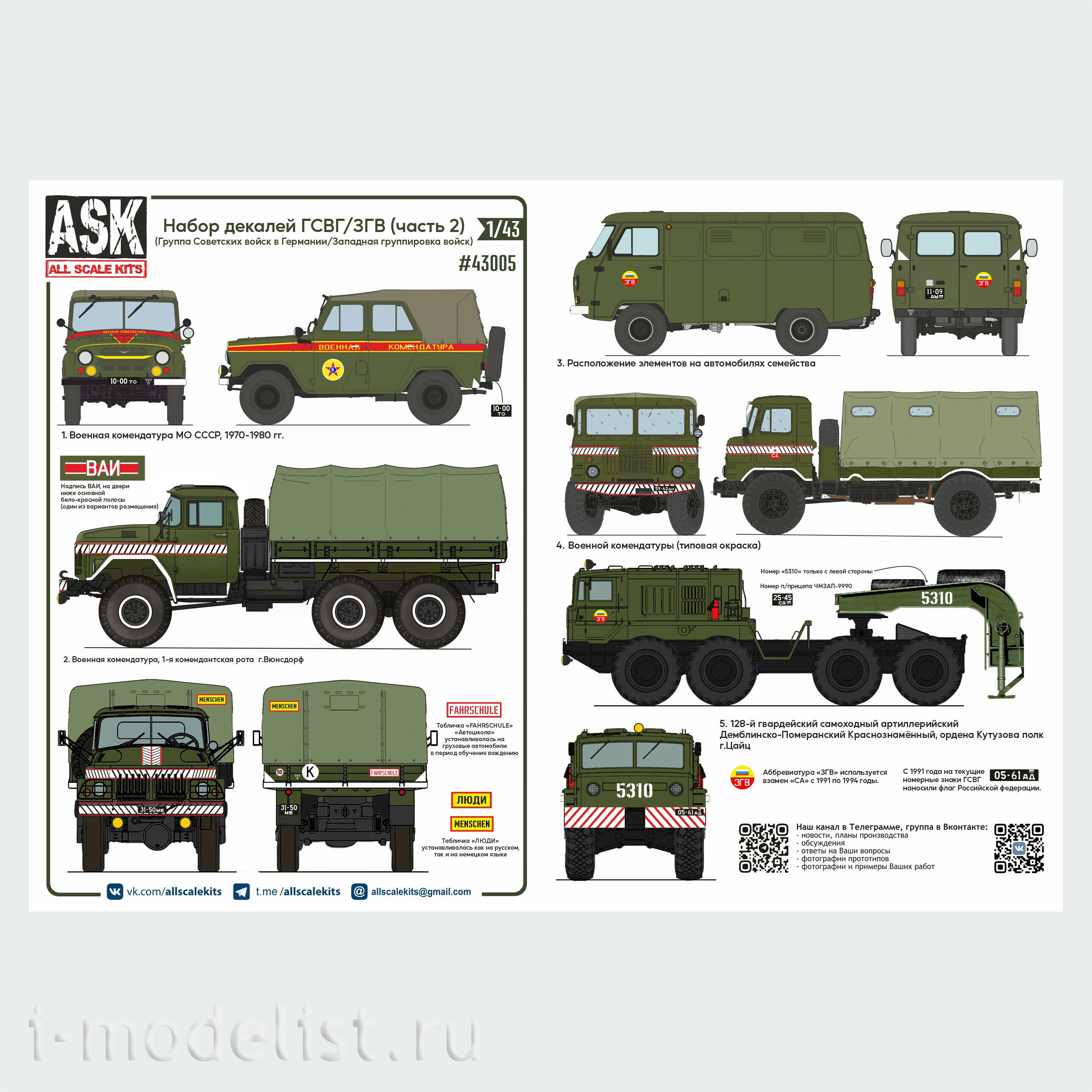 ASK43005 All Scale Kits (ASK) 1/43 Комплект декалей ГСВГ/ЗГВ Часть  2