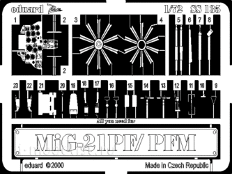 SS135 Eduard 1/72 photo etched parts for MiG-21PF/ PFM