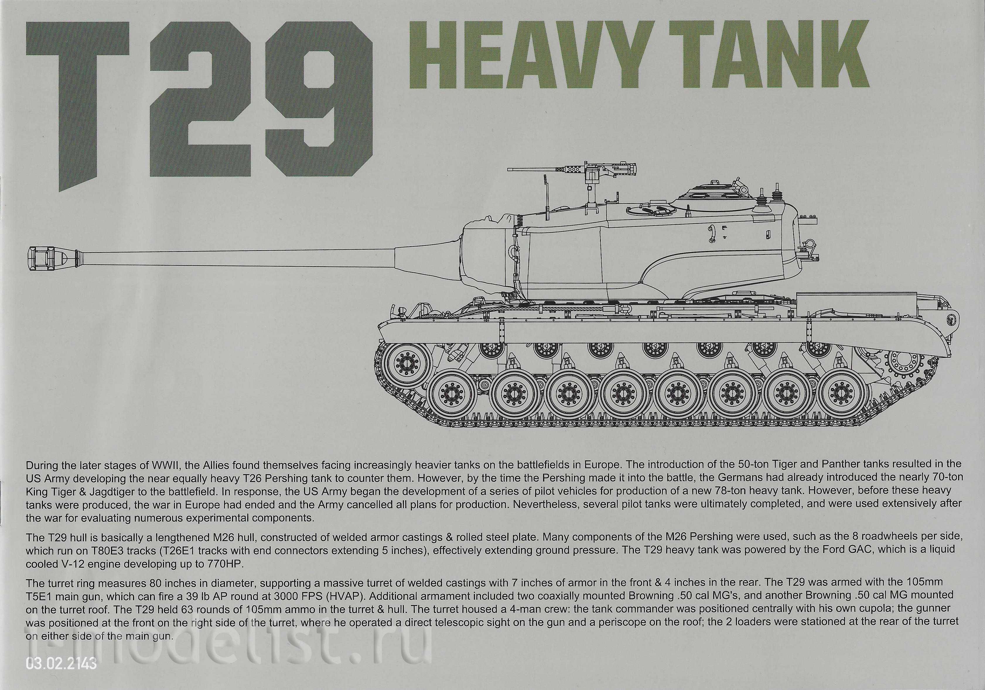 2143 Takom 1/35 American T29 Tank