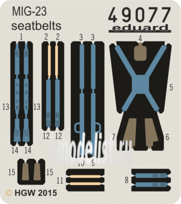 49077 Eduard photo etched parts for 1/48 MiG-23 seatbelts FABRIC (seat belts)