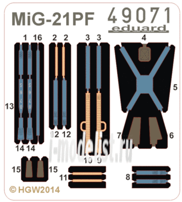 49071 Edward 1/48 Belts for MiG-21PF seatbelts FABRIC