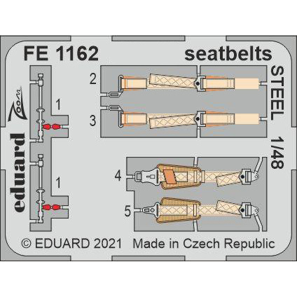 FE1162 Eduard 1/48 Photo Etching for MiGG-15, STEEL seat belts