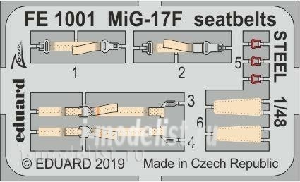 FE1001 Eduard 1/48 photo Etching for MiG-17F, steel belts