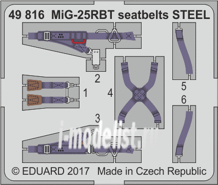 49816 Eduard 1/48 photo etched parts for M. I. G-25РБТ belts, steel