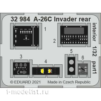 32984 Eduard 1/32 Photo Etching for A-26C Invader Tail Interior