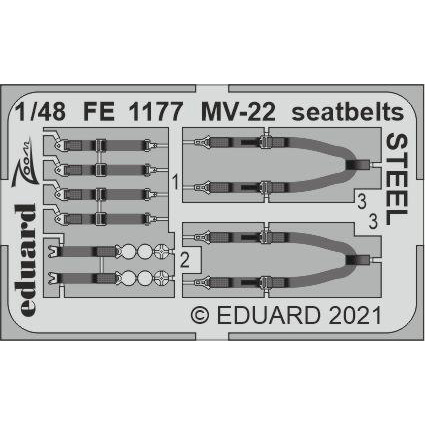 FE1177 Eduard 1/48 Photo Etching for MV-22, STEEL seat belts