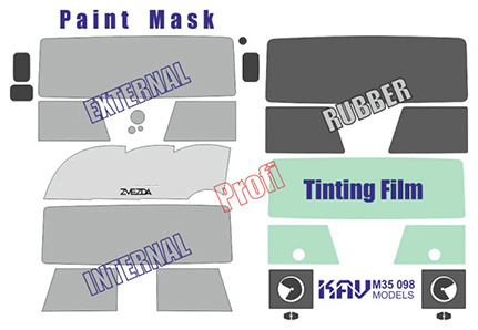 M35 098 KAV Models 1/35 Paint mask & Tinting Film  (Zvezda)