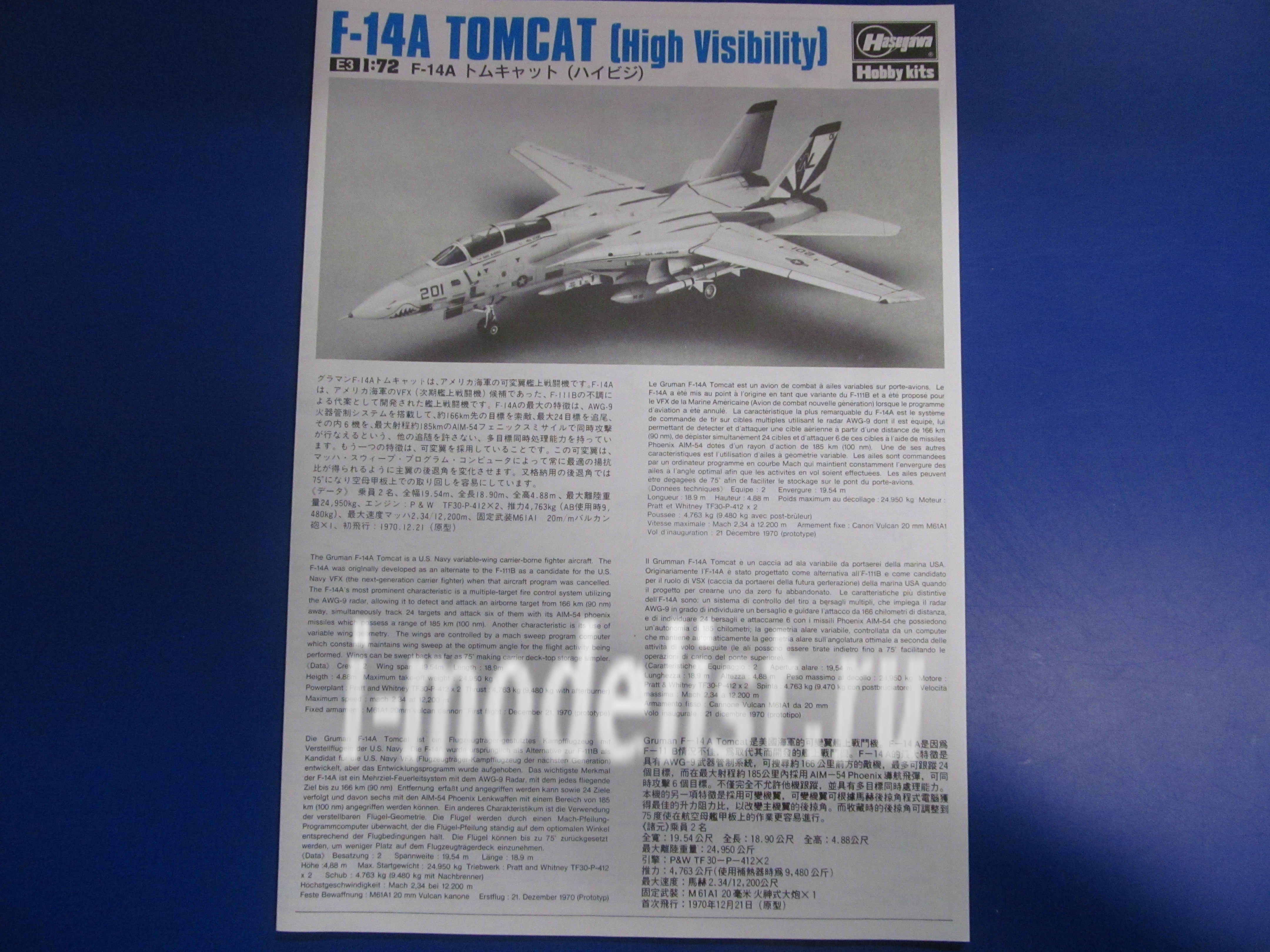 Hasegawa 00533 1/72 F-14A Tomcat (High Visibility)