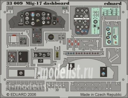 33009 Eduard photo etched parts 1/32 MiG-17 dashboard    