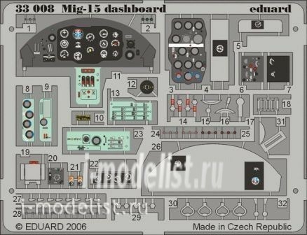 33008 Eduard photo etched parts 1/32 MiG-15 dashboard    
