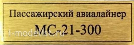 T268 Plate Plate for airliner MS 21/300 60x20 mm, color gold