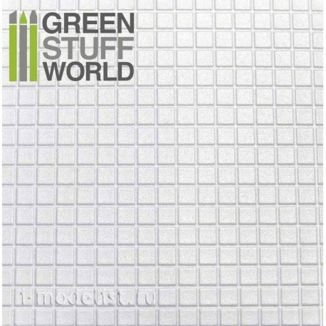 1104 Green Stuff World Plastic Sheet with Texture large Squares A4 0.75 mm / ABS Plasticard - LARGE SQUARES Textured Sheet - A4