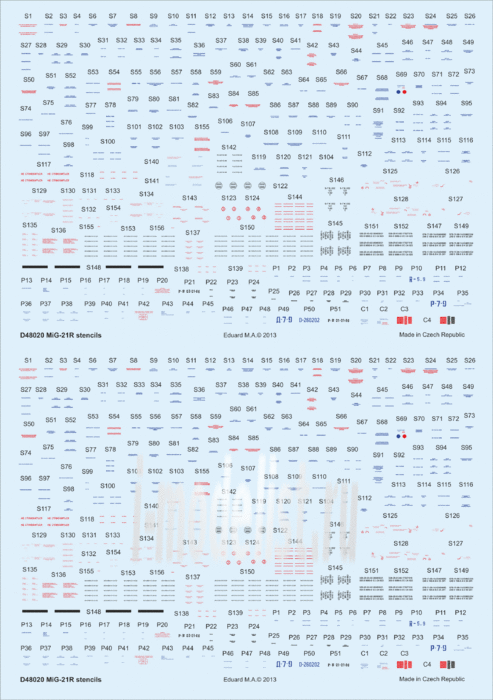 D48020 Edward 1/48 Decal for MiG-21R stencils 