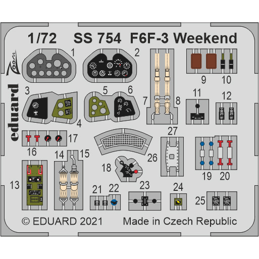 SS754 Eduard 1/72 Photo Etching for F6F-3 Weekend