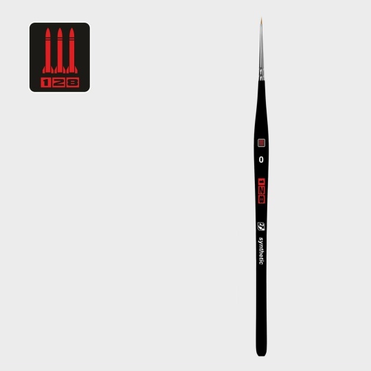 1281S1F-0 128 Кисть синтетика имитация колонка / круглая 0 / ручка корfromк. фигурная черная матовая / белая обойма