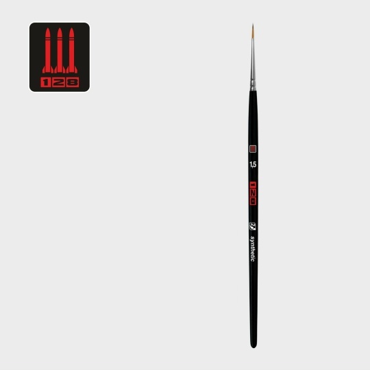 1281S15-1,5 128 Кисть синтетика имитация колонка/ круглая 1,5 / ручка корfromк. черная матовая / белая обойма