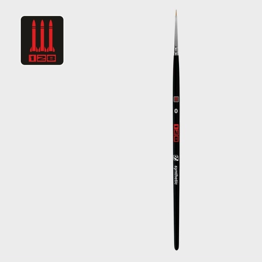 1281S15-0 128 Кисть синтетика имитация колонка / круглая 0 / ручка корfromк. черная матовая / белая обойма