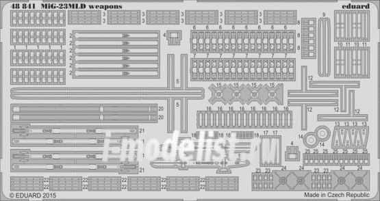 48841 Eduard photo etched parts for 1/48 MiG-23MLD weapons (weapons)