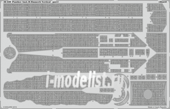 36330 Eduard 1/35 photo etched parts for Panther Ausf. D Zimmerit Vertical