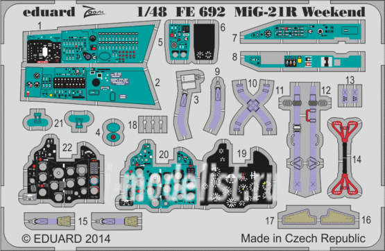 FE692 Edward 1/48 Color photo-etching for MiG-21R Weekend