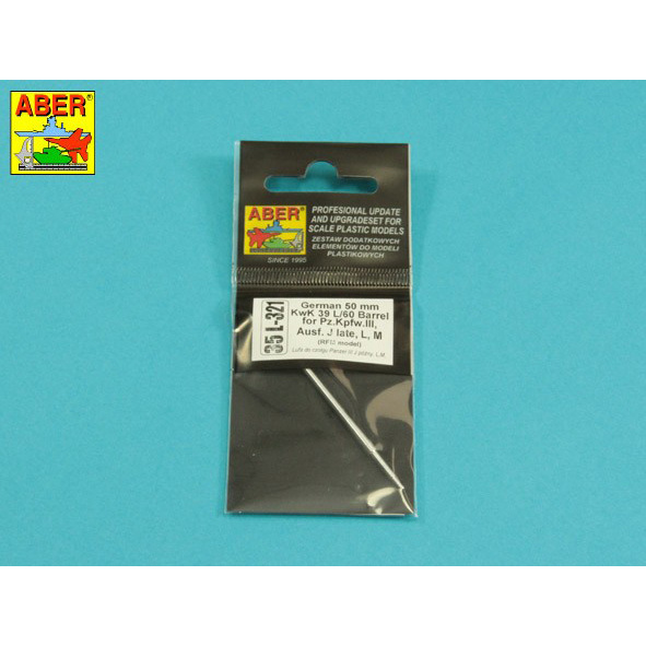 35 L-321 Aber 1/35 Metal Barrel Germ.50mm KwK39L/60 Barrel Pz.Kpfw.IIIAusfJ, L,M.