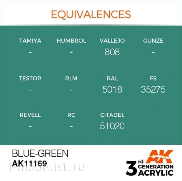 AK11169 AK Interactive acrylic Paint 3rd Generation Blue-Green 17ml